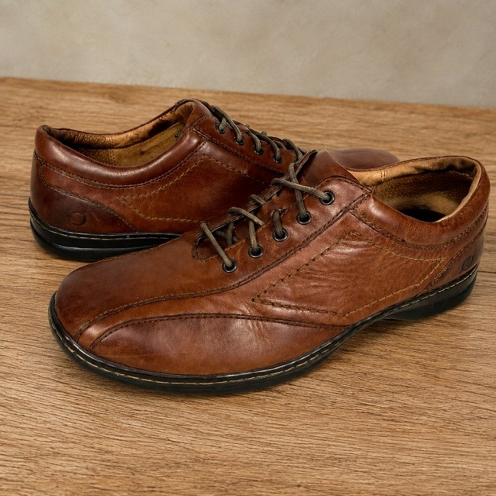 Born Men's Brown Leather Bicycle Toe Oxford Derby Shoes Lace Up Size 11